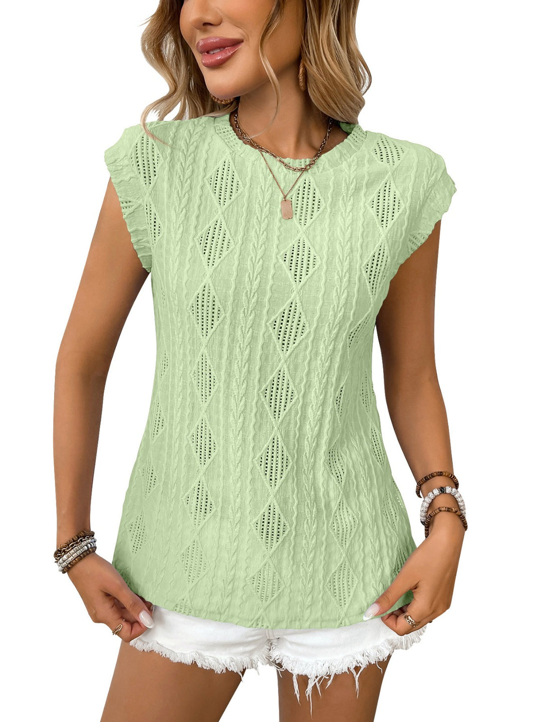 Drune | Jacquard T-Shirt mit Rundhalsausschnitt und kurzen Ärmeln
