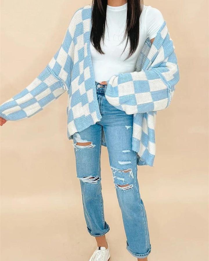 Drune | Übergroße Karierte Strickjacke