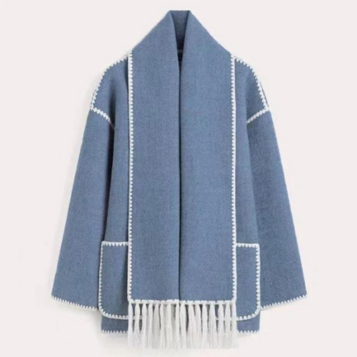 Drune | Damen Warmer Lockerer Wickelkragen Mantel Winter