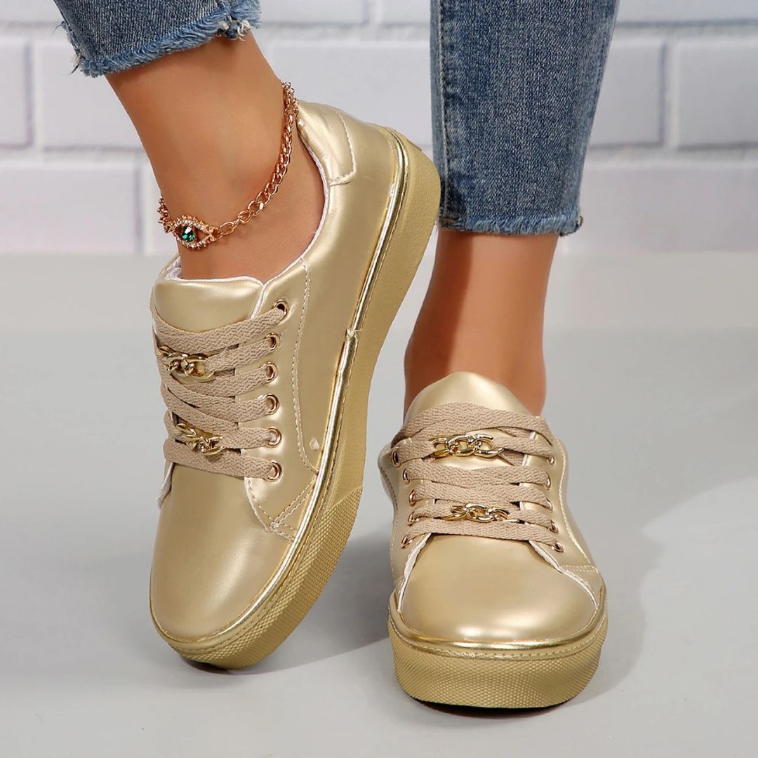 Drune | Bequeme Damen Sneaker Mit Goldakzenten Und Weicher Einlegesohle Für Sommer