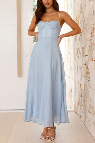 Drune | Rosiedress Rückenfrei Schnürung Fließende Maxi Cami Kleid