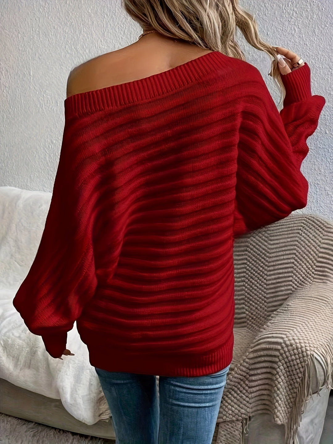 Drune | Schulterfreier Wollpullover mit bequemem Design Pullover Damen - Perfekt für lässige Tage