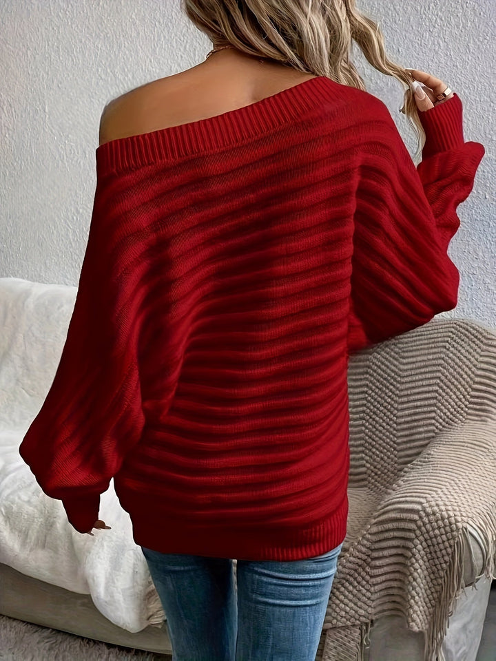 Drune | Schulterfreier Wollpullover mit bequemem Design Pullover Damen - Perfekt für lässige Tage