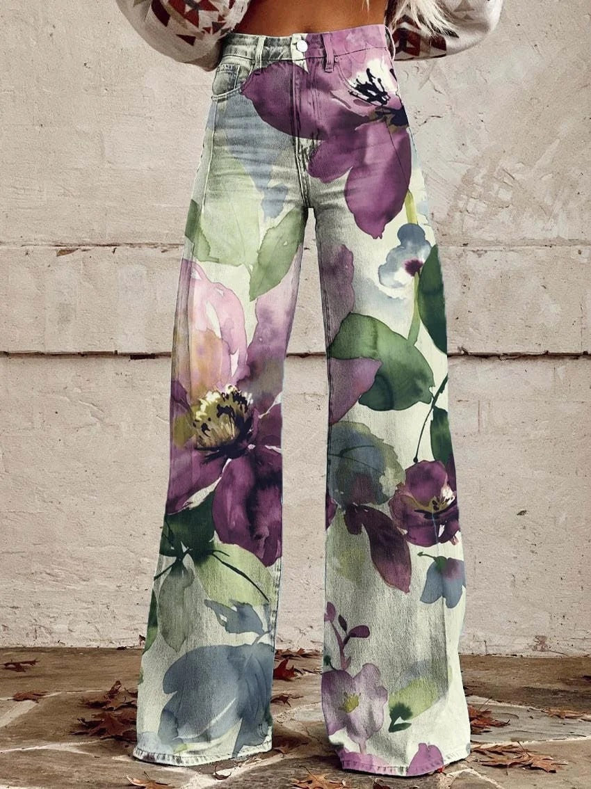 Drune | Weite Hose mit Blumenmuster