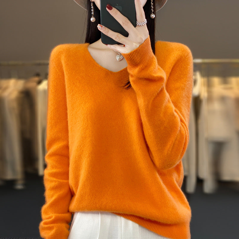 Drune | Lockere Damenpullover mit V-Ausschnitt für Herbst und Winter