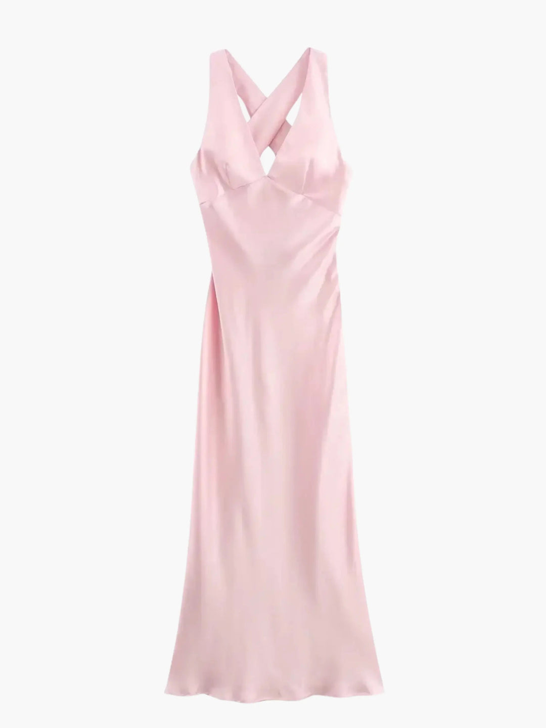 Drune | Elegantes Satin Kleid Mit Kreuzdetail
