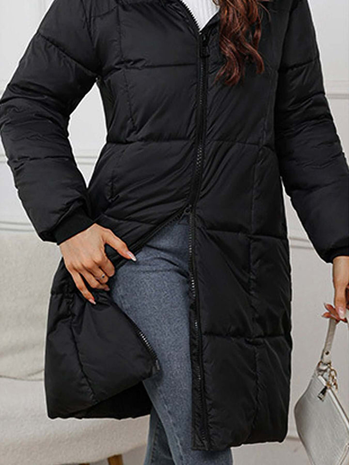 Drune | Frauen Lange Kapuzen-Winter-Pufferjacke