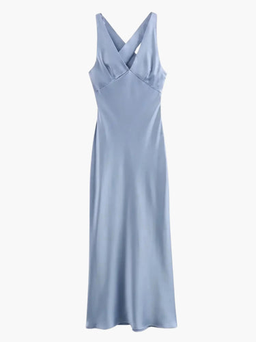 Drune | Elegantes Satin Kleid Mit Kreuzdetail