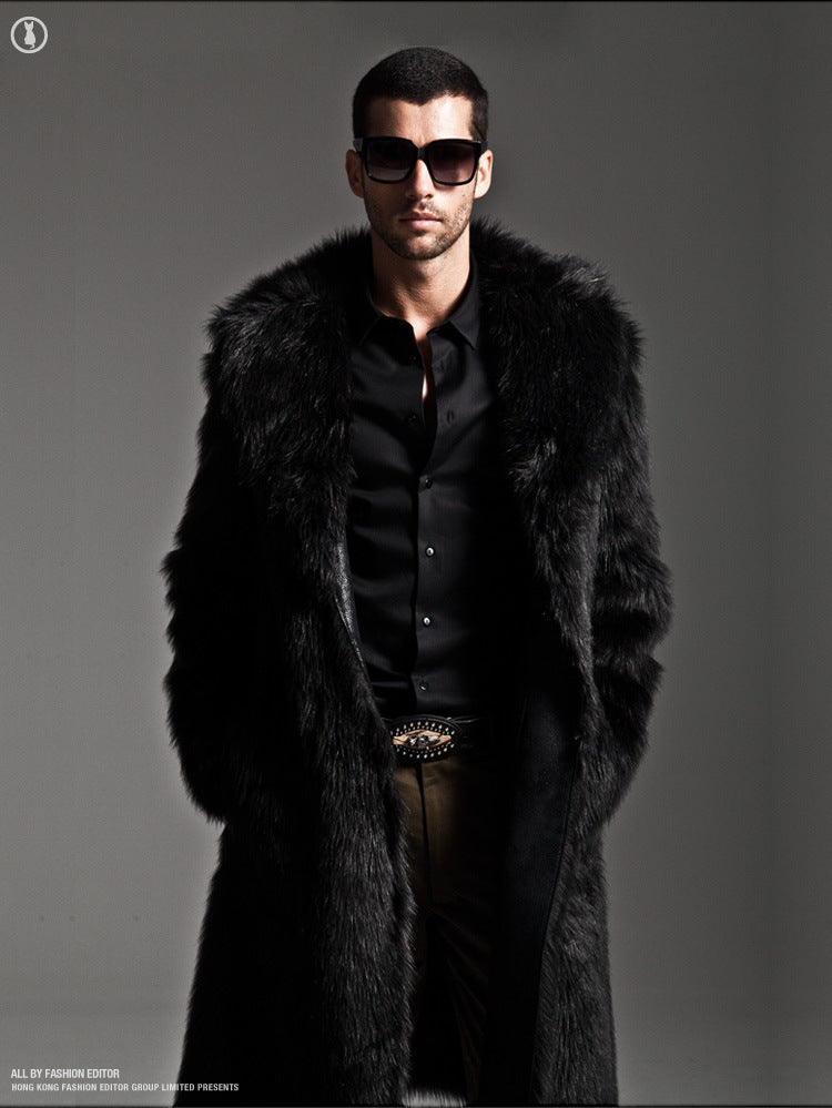 Herren Eleganter Kunstfell-Mantel Drune