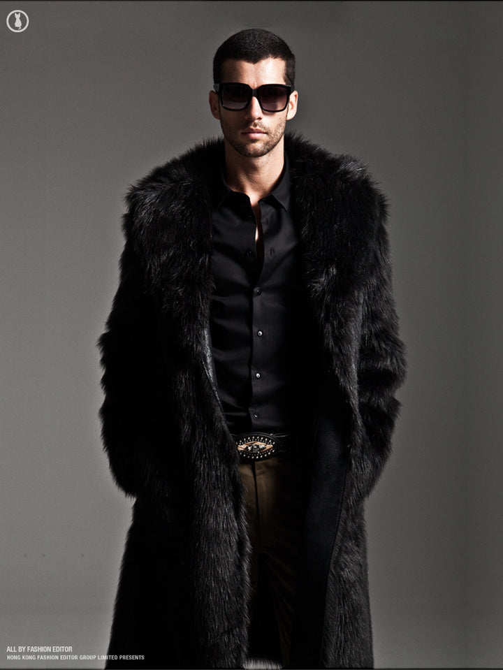 Herren Eleganter Kunstfell-Mantel Drune