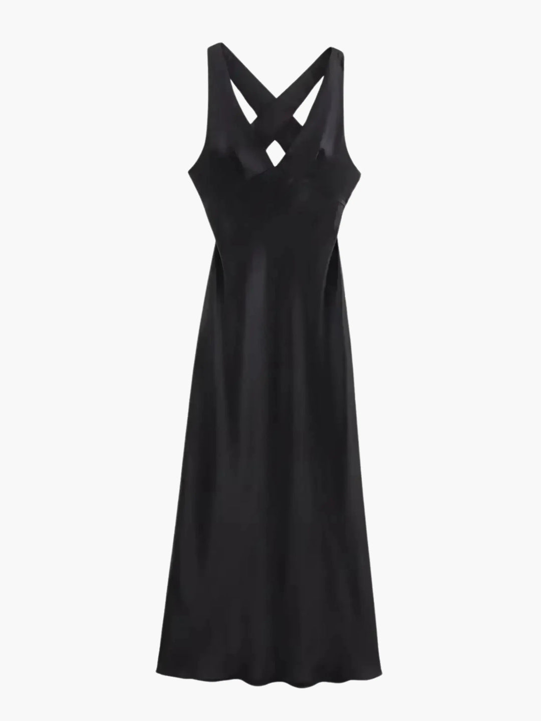 Drune | Elegantes Satin Kleid Mit Kreuzdetail