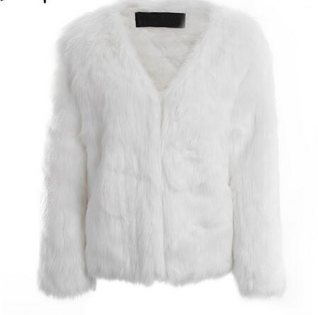Damen Flauscher Kurzjacke mit modischem V-Ausschnitt Drune