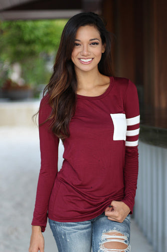Damen Langarmshirt mit seitlichen Kontraststreifen und abgestepptem Brusttaschen Drune