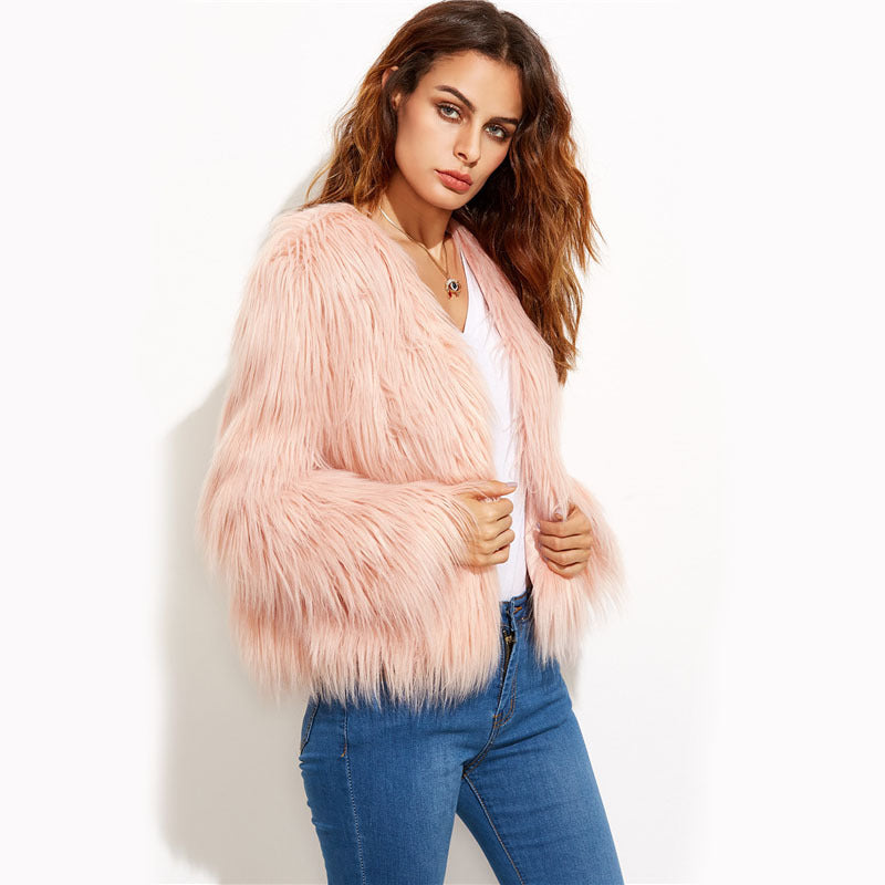 Damen Luxuriöse Kunstpelzjacke Drune