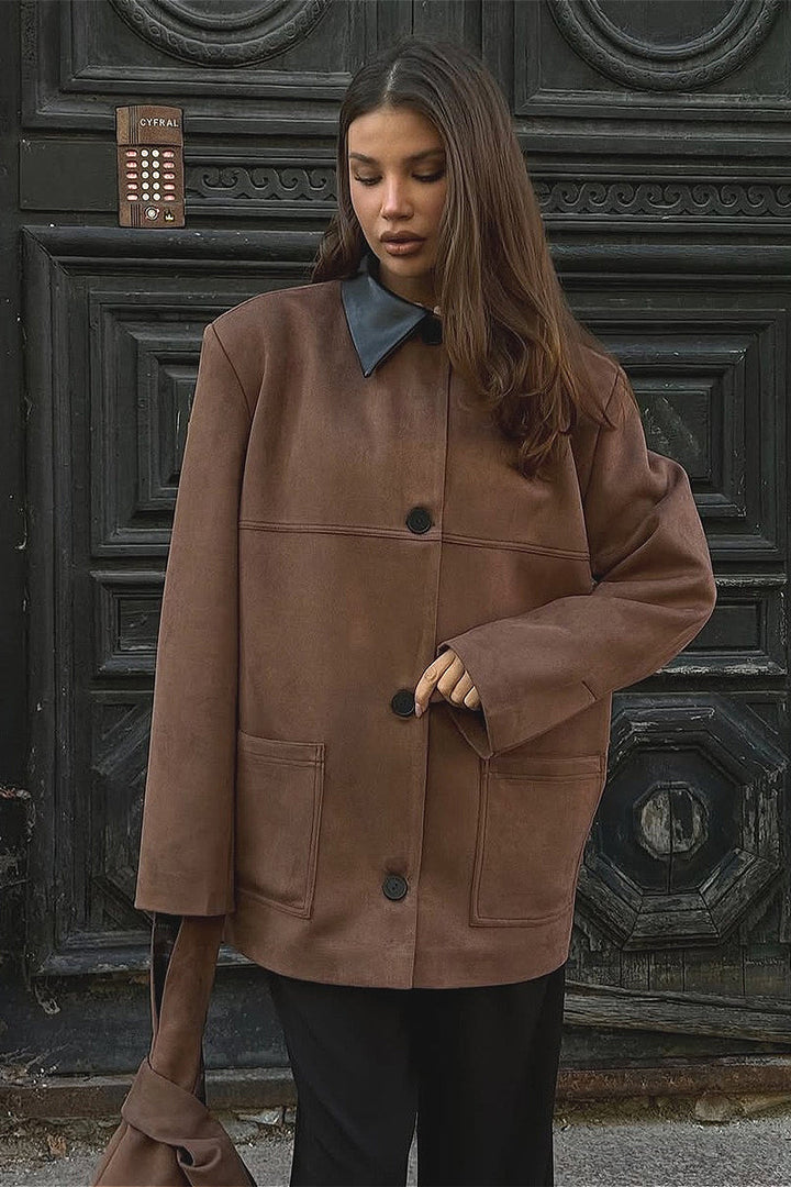 Drune | Retro suede collar contrast jacket
