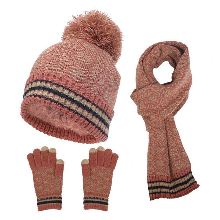 Drune | Lässiges Herbst Winter 4-teiliges Warmes Strickset für Frauen