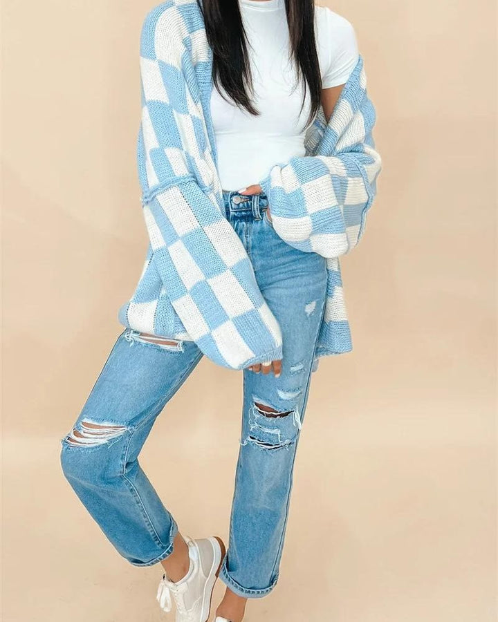 Drune | Übergroße Karierte Strickjacke