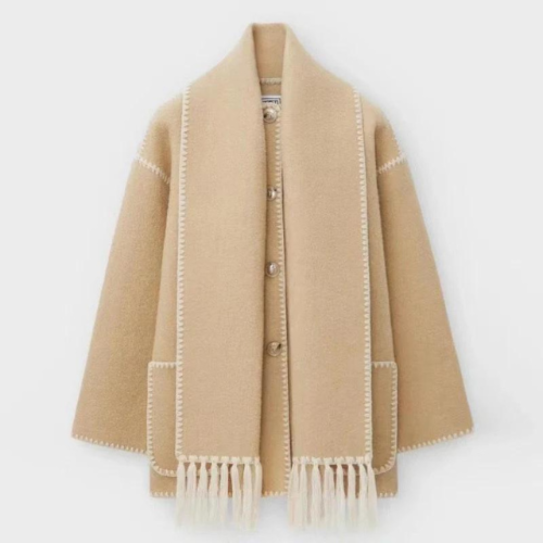 Drune | Damen Warmer Wickelkragen Winterjacke Lockere Stil