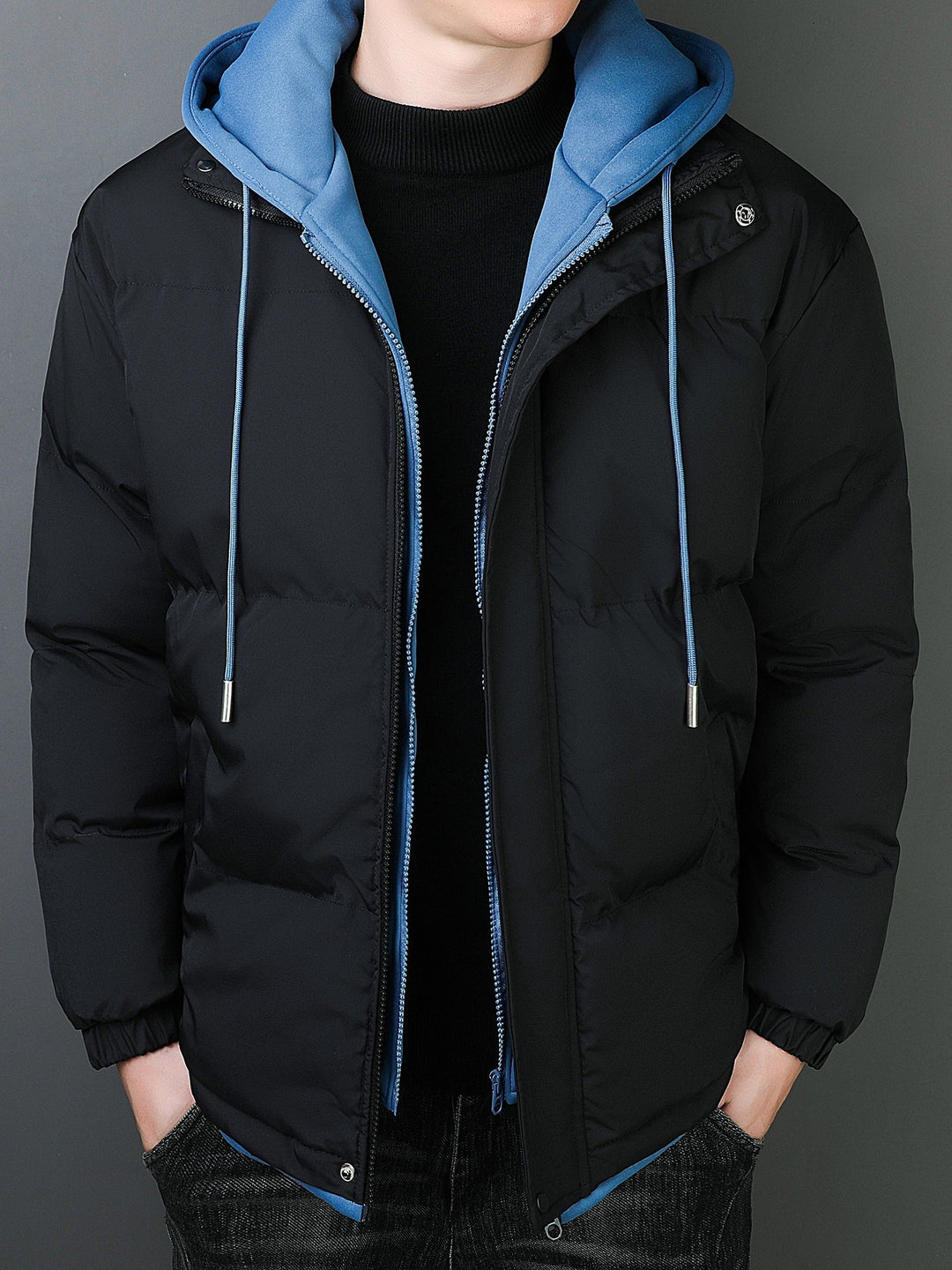 Drune | Falsche Zwei Teile Kapuzen Winterjacke Für Herren - Perfekt für Outdoor-Aktivitäten