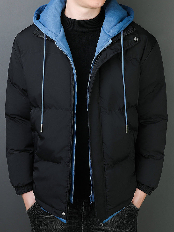 Drune | Falsche Zwei Teile Kapuzen Winterjacke Für Herren - Perfekt für Outdoor-Aktivitäten