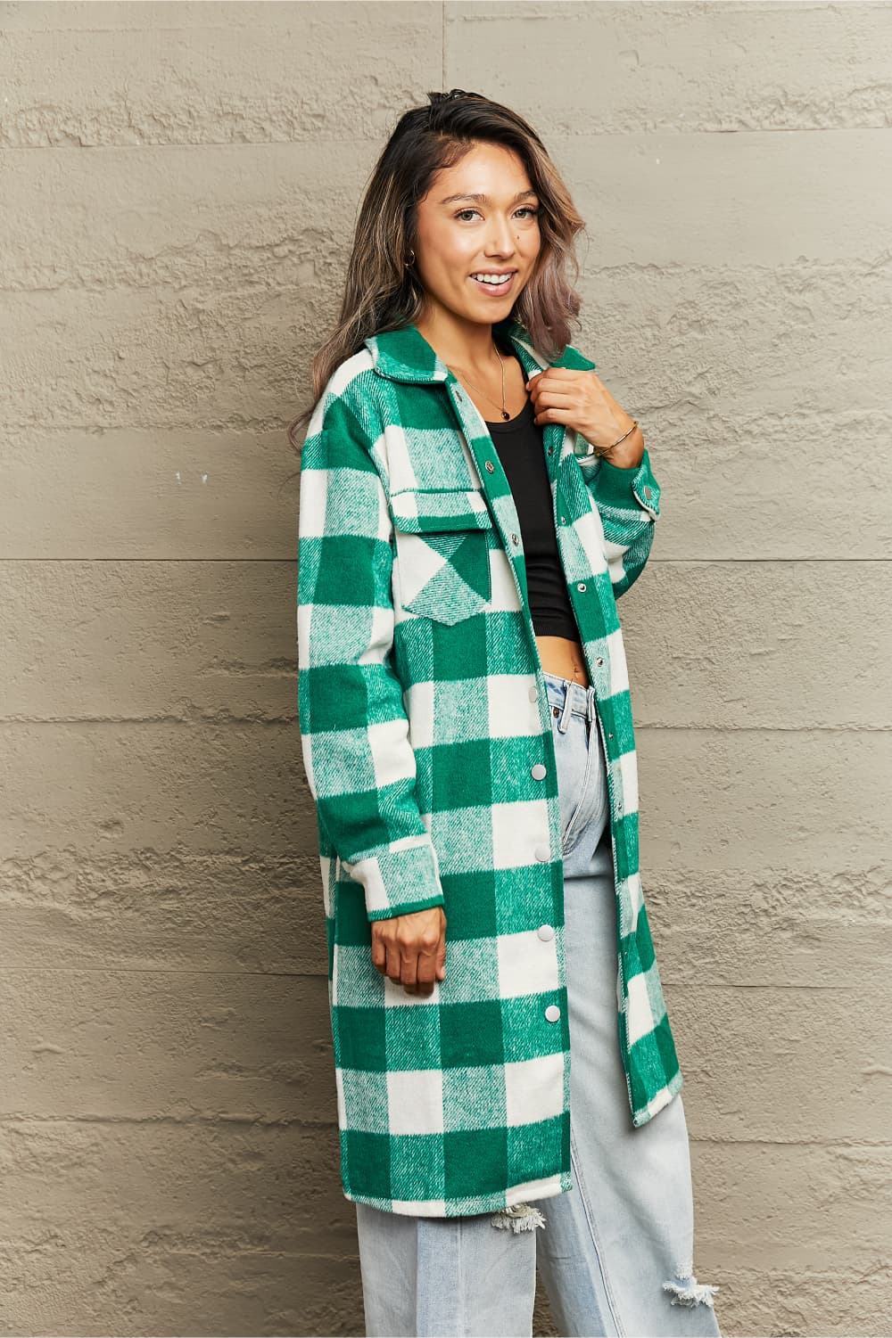 Drune | Karierte Longline Hemdjacke