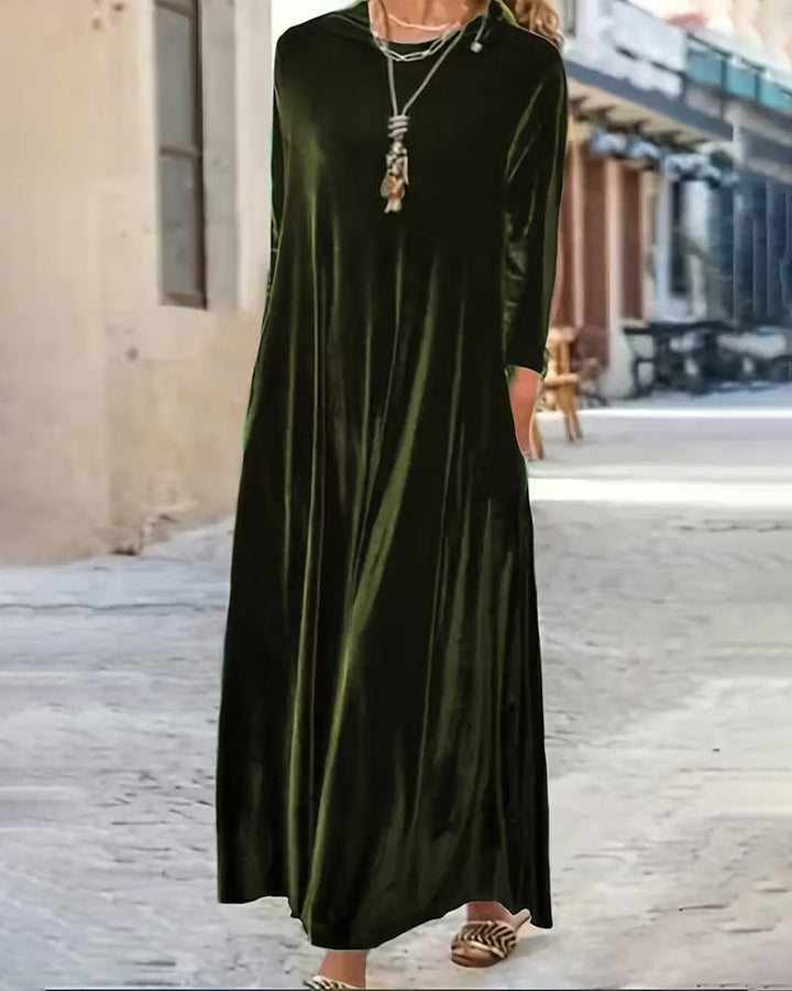 Drune | Langärmeliges Kleid in Uni Farbe