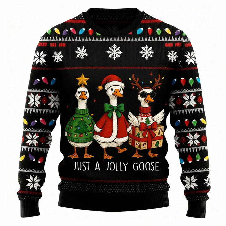 Drune | Weihnachtsgansdruck - Hässliches Weihnachtsikonen-Mash-Up Hässlicher Pullover