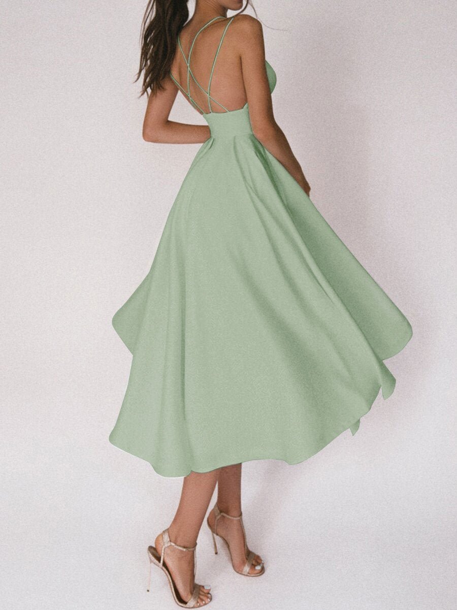Drune | Elegantes Hochzeitskleid für Damen Trägerdesign & V-Ausschnitt