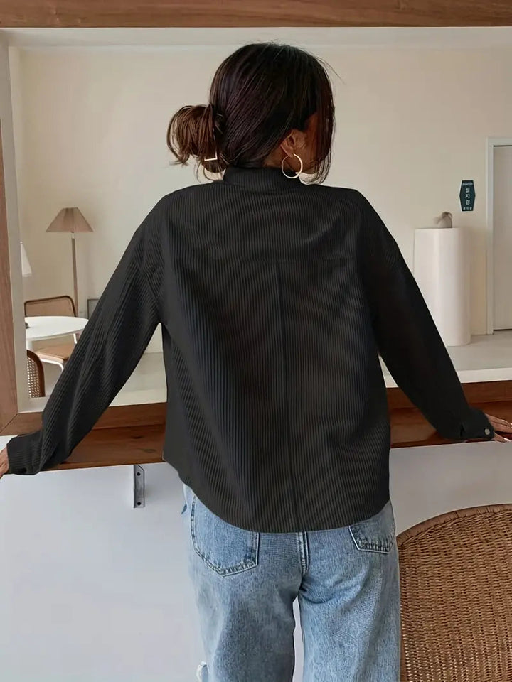 Drune | Langärmelige Taschen Kordjacke mit Knöpfen