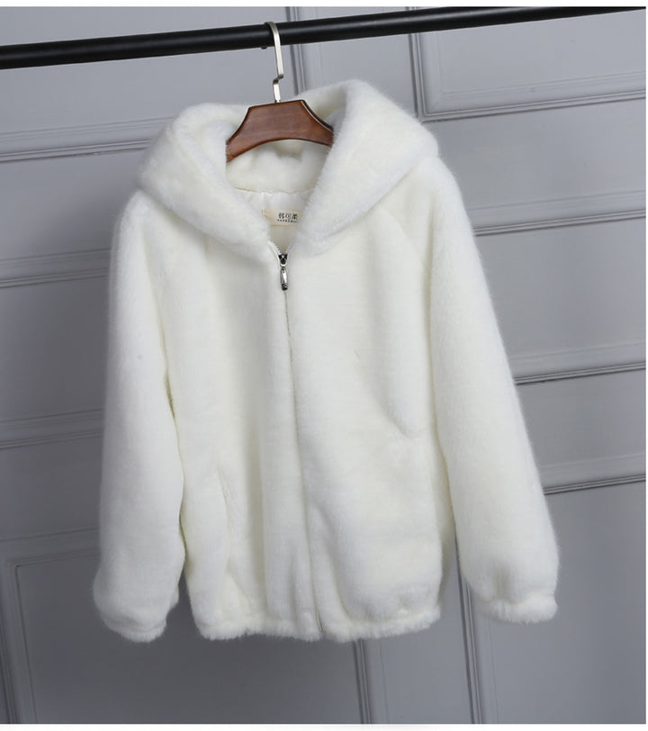 Damen Flauschige Kapuzenjacke Drune