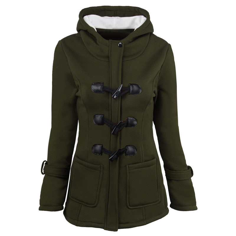 Damen Dufflecoat mit Kapuze und praktischen Taschen Drune