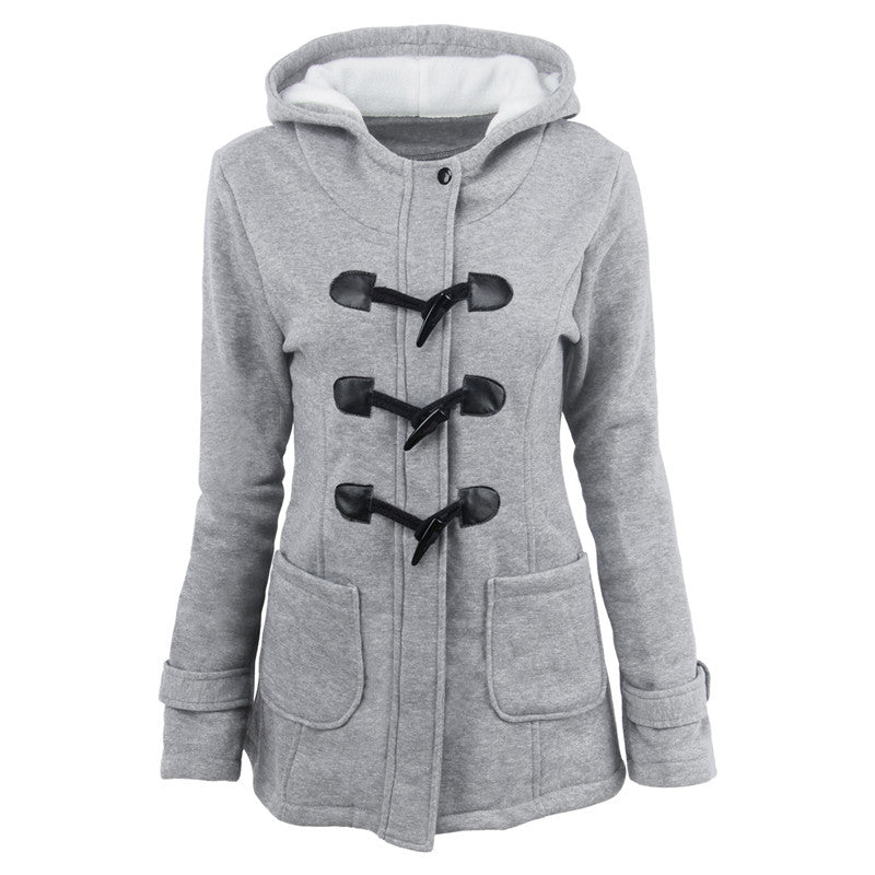 Damen Dufflecoat mit Kapuze und praktischen Taschen Drune