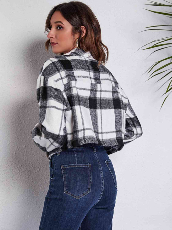 Drune | Karierter Knopf-Front-Jacke mit Taschen