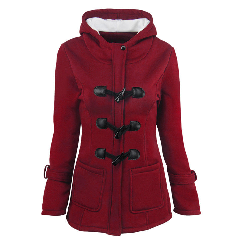 Damen Dufflecoat mit Kapuze und praktischen Taschen Drune