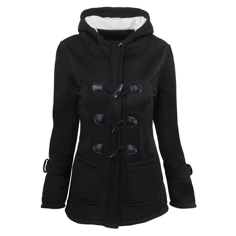 Damen Dufflecoat mit Kapuze und praktischen Taschen Drune