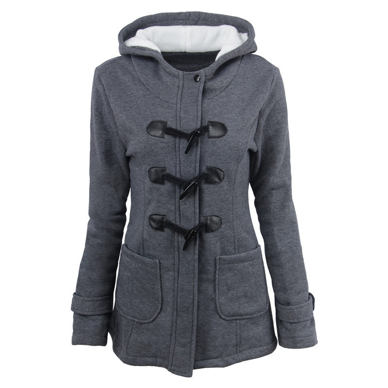 Damen Dufflecoat mit Kapuze und praktischen Taschen Drune