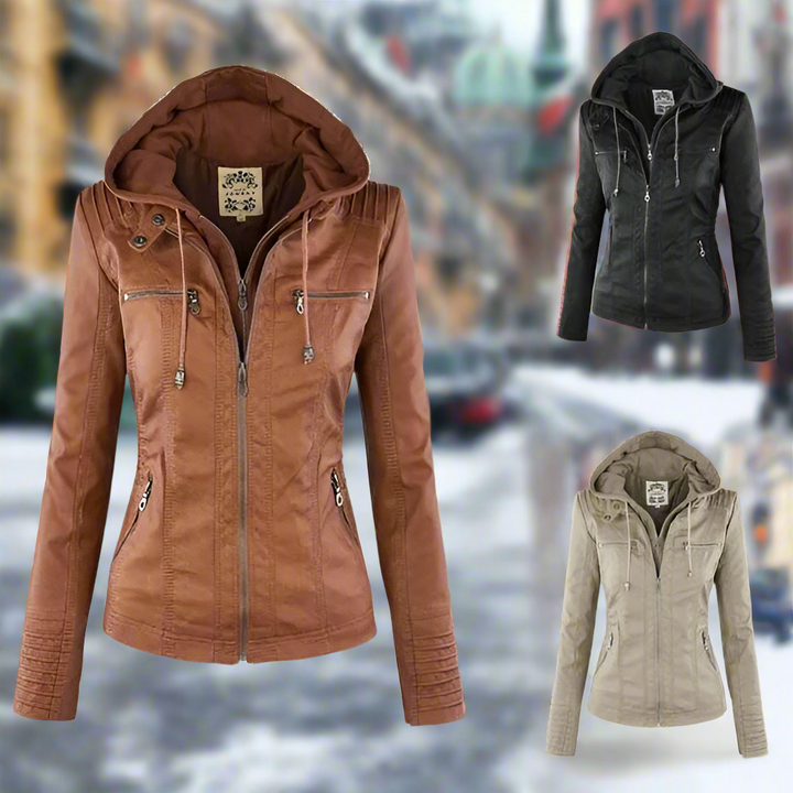 Drune | Stylische und Vielseitige Lederjacke mit Kapuze