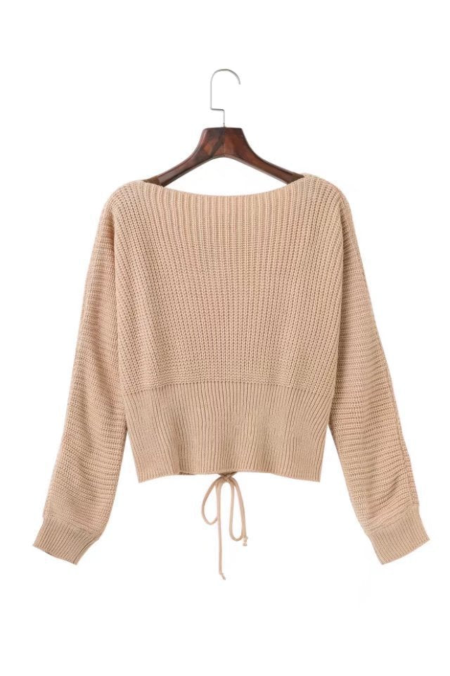 Damen modischer Strickpullover mit raffiniertem Schnürdesign Drune
