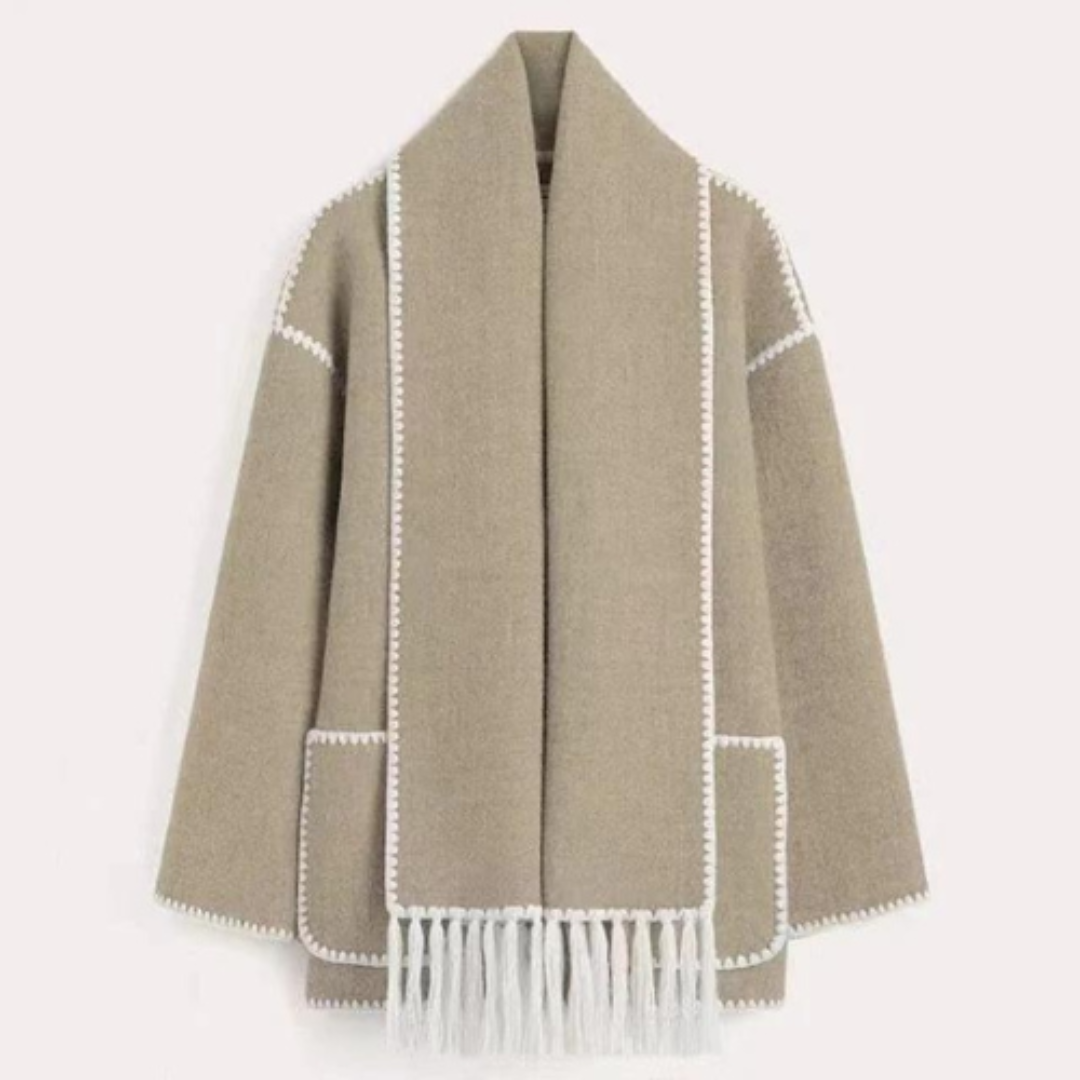 Drune | Damen Warmer Lockerer Wickelkragen Mantel Winter