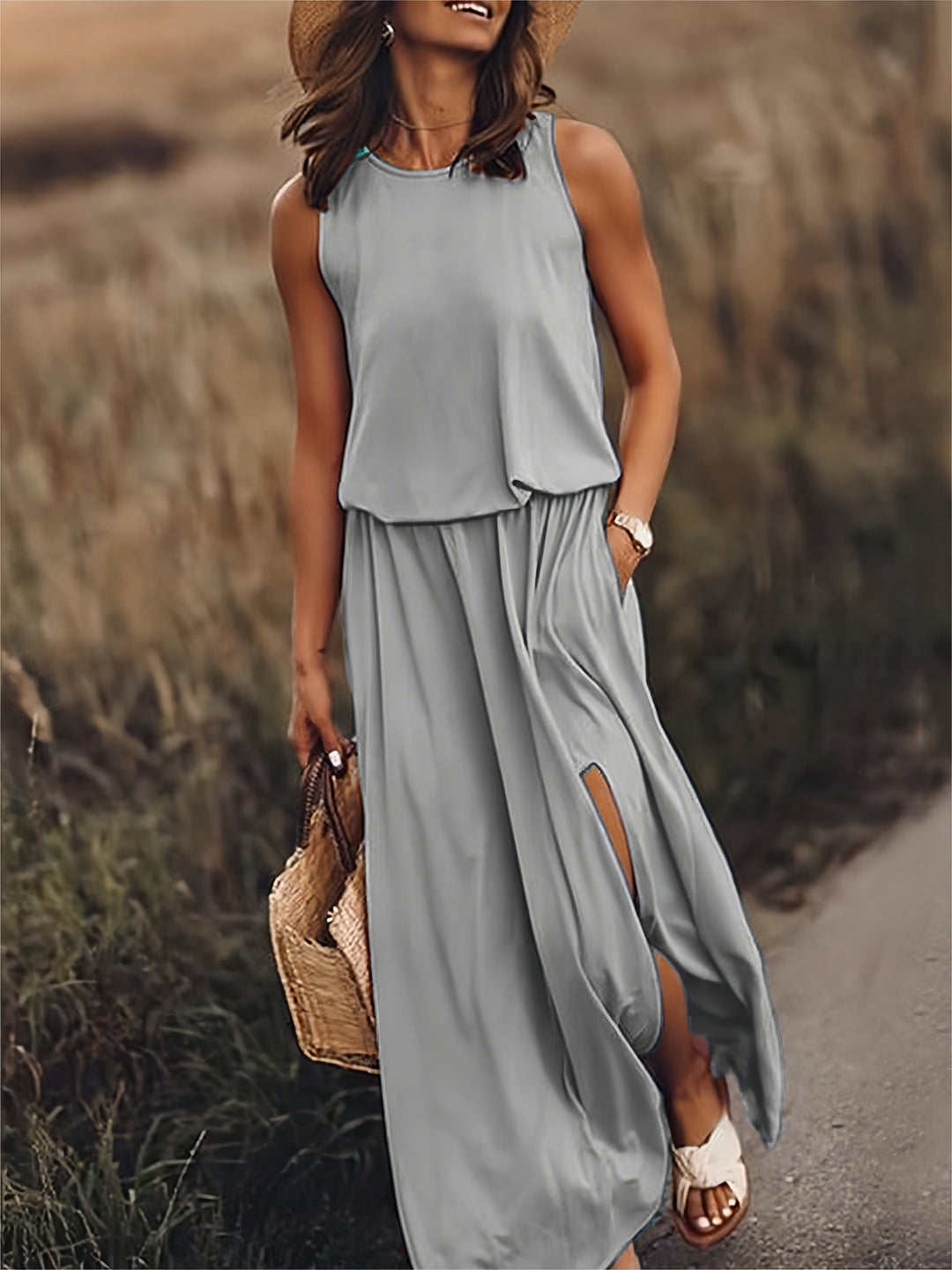 Drune | Damen Schwarzes Modal Boho Maxikleid Farben