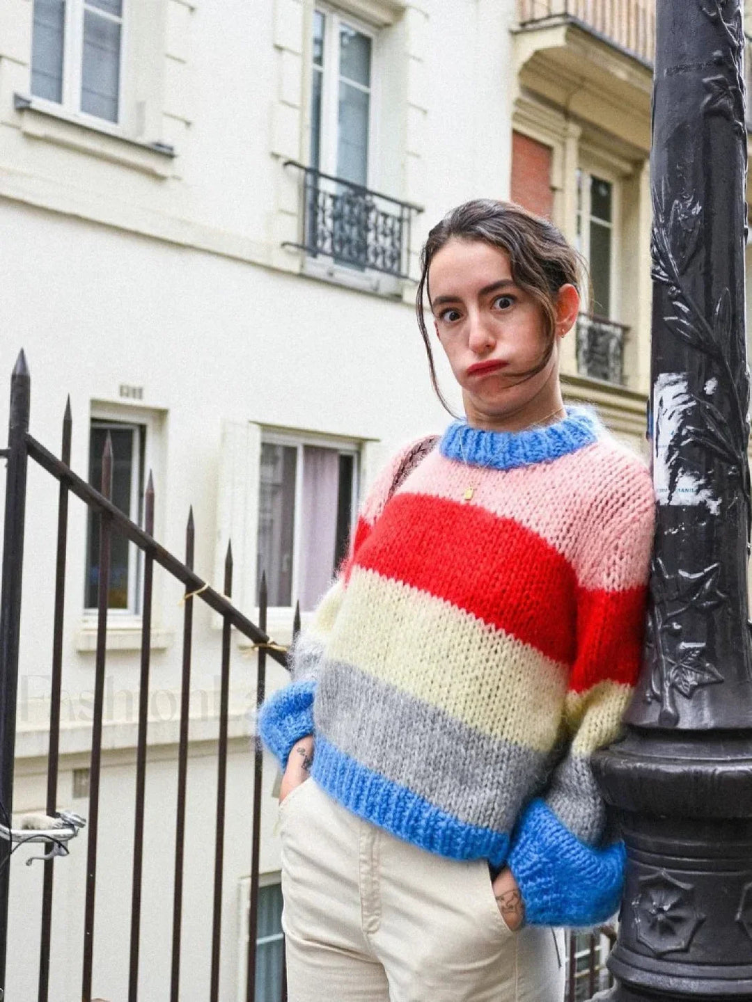 Drune | Colorful striped knit sweater for casually chic looks