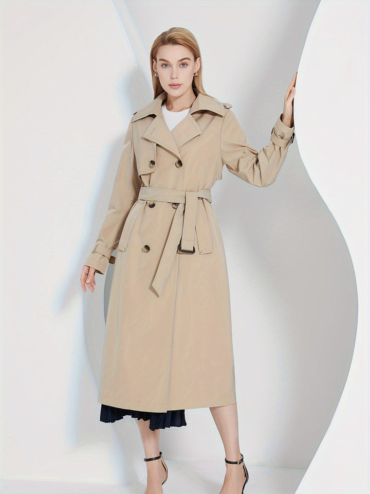 Drune | Langarm-Trenchcoat mit einfarbigem Gürtel-Design für Damen - Für den Alltag