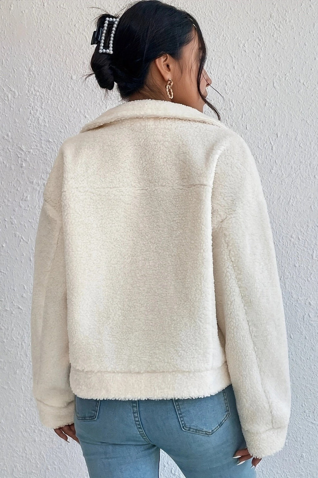 Drune | Weiße kurze Sherpa-Jacke