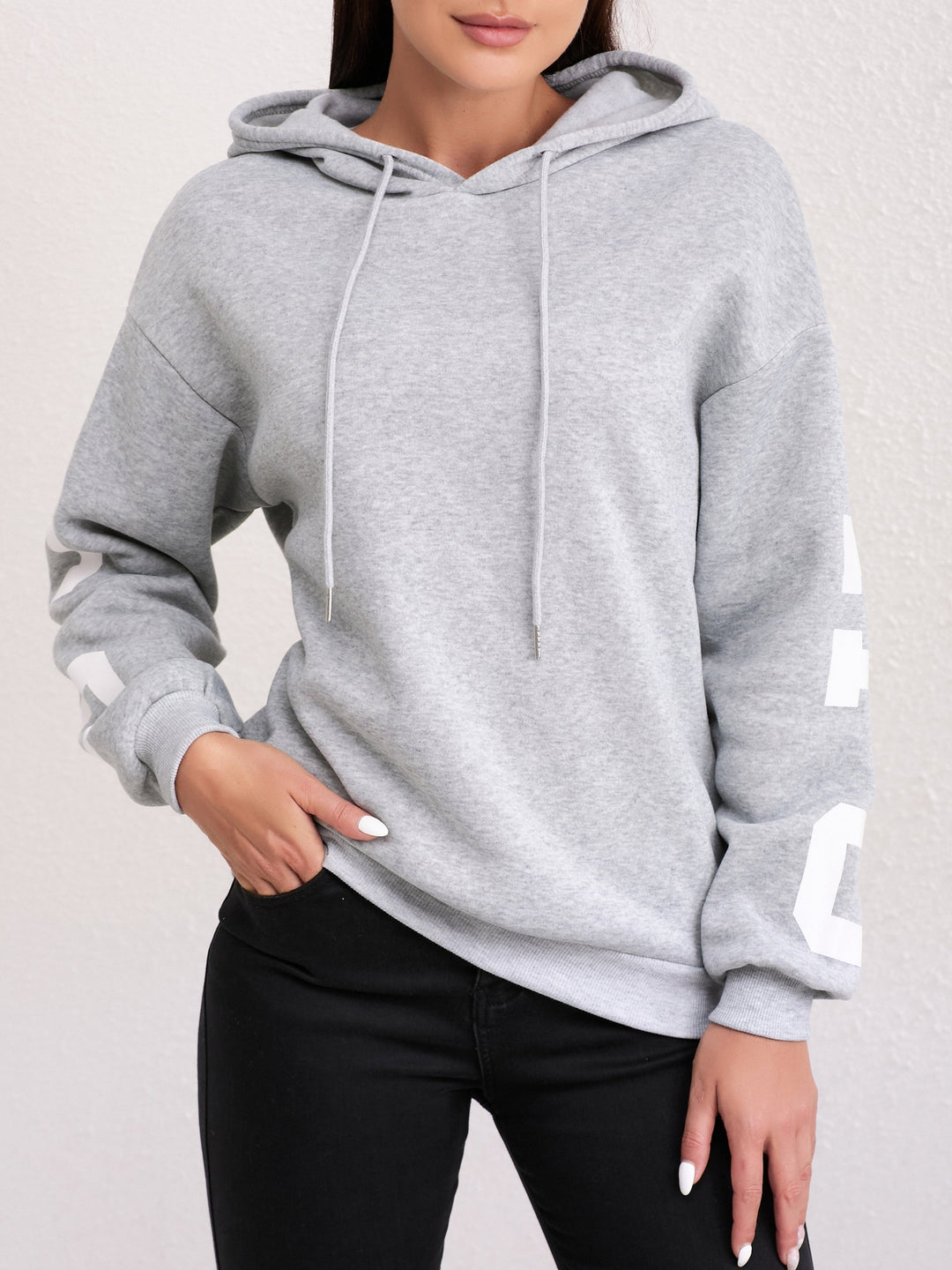 Drune | Kapuzensweatshirt mit Druck Baumwolle Chicago New York Design