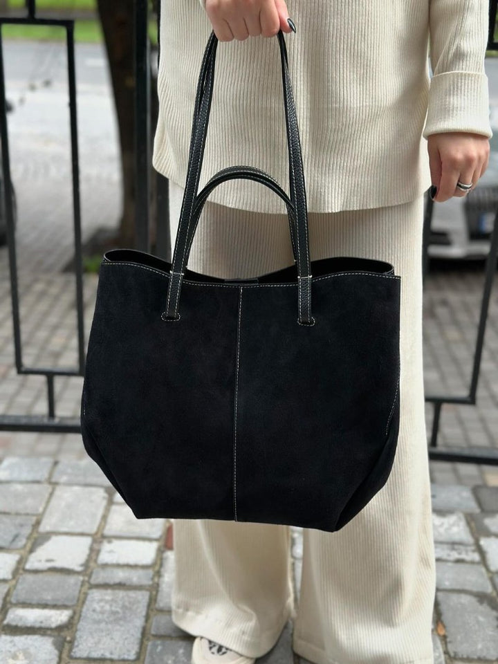 Drune | braune und schwarze Tote Bag für Damen - schicke und vielseitige Handtasche