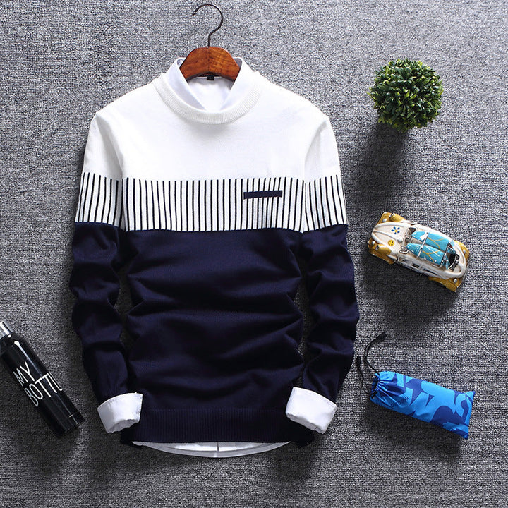 Drune | Pullover Wollmischung Regelmäßige Passform Rundhals Gestreift Mit Brusttasche