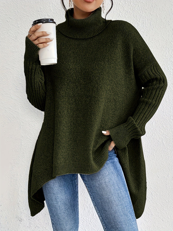 Drune | Baumwoll-Rollkragenpullover mit asymmetrischem Saum und langen Ärmeln Pullover Damen - Perfekt für den Alltag
