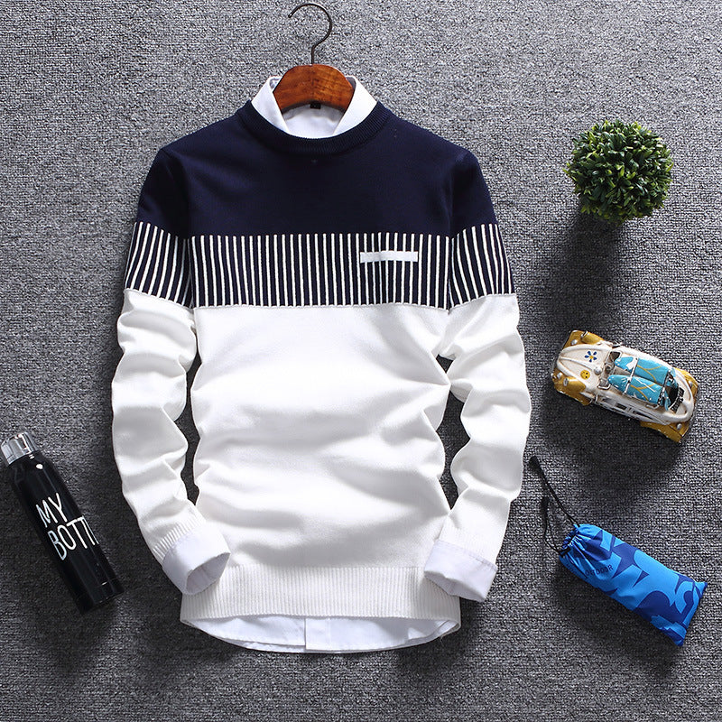 Drune | Pullover Wollmischung Regelmäßige Passform Rundhals Gestreift Mit Brusttasche