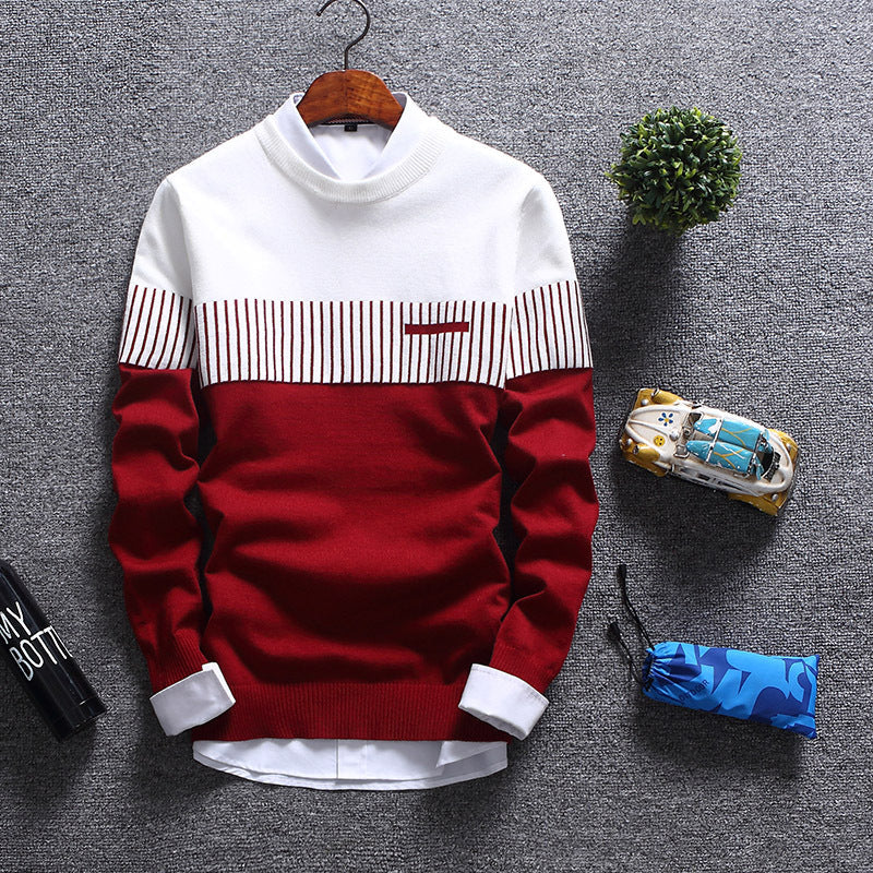 Drune | Pullover Wollmischung Normale Passform Rundhals Gestreiftes Design