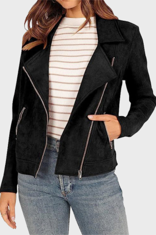 Drune | Wildleder Cropped Bikerjacke